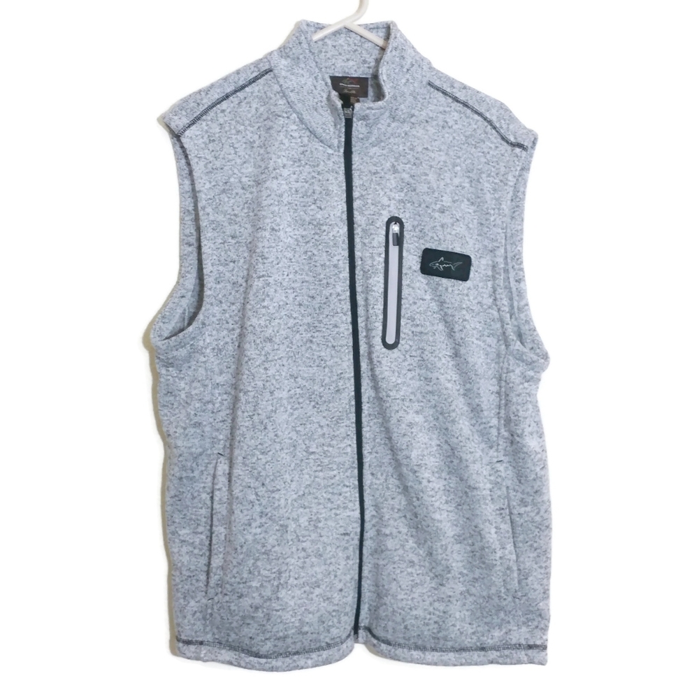 Large Greg Norman for Tasso Elba Mens Fleece Sweater Vest Heather Gray